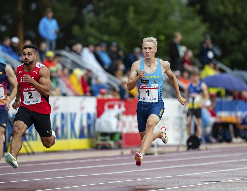 Samuli Samuelsson voitti 100 metrin SM-kultaa ajalla 10,24. Arkistokuva. LEHTIKUVA / Valtteri Vainio