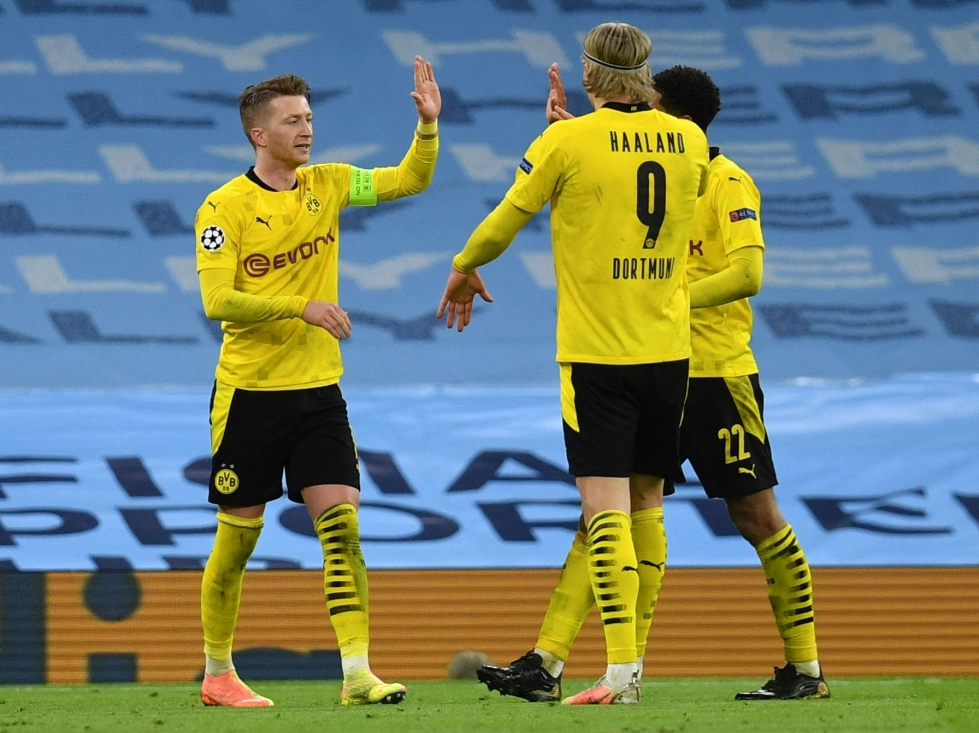 Dortmund voitti Marco Reusin (vasemmalla) osumalla. Lehtikuva/AFP