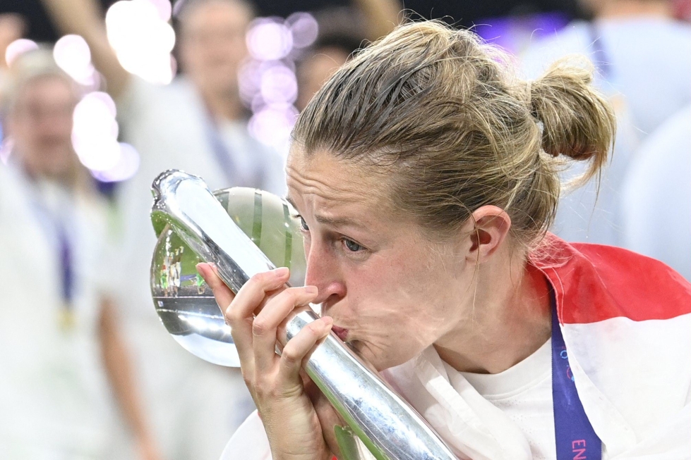 Ellen White teki kesän EM-turnauksessa kaksi maalia, kun Englanti voitti historiallisen Euroopan mestaruuden. Lehtikuva/AFP