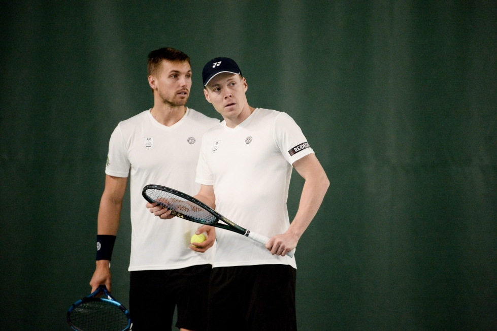 Harri Heliövaara (oik.) ja Lloyd Glasspool pelaavat ensi viikolla Yhdysvalloissa Cincinnatin ATP Masters-turnauksessa. LEHTIKUVA / MIKKO STIG 