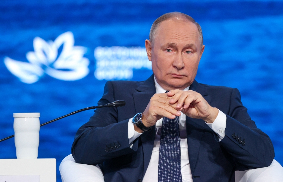 Venäjän presidentti Vladimir Putin puhui keskiviikkona talousfoorumissa Vladivostokissa. LEHTIKUVA/AFP/Tass Host Photo Agency / Sergei Bobylyov