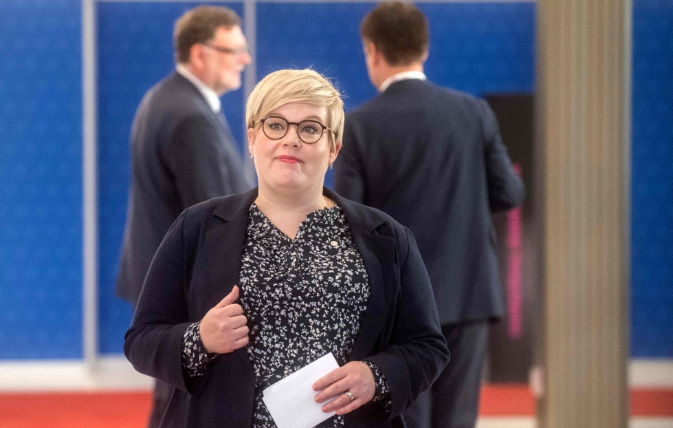 Valtiovarainministeri Annika Saarikko Prahan epävirallisessa kokouksessa. LEHTIKUVA/AFP