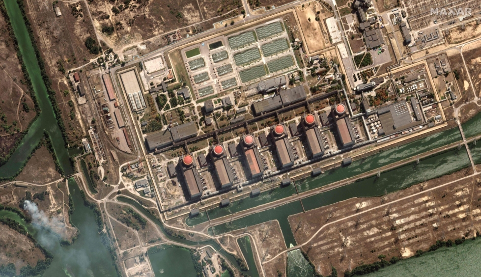 Mazar Technologies -yhtiön ottamassa satelliittikuvassa näkyva Zaporizhzhjan voimala on Euroopan suurin ydinvoimala.  AFP / LEHTIKUVA / HANDOUT
