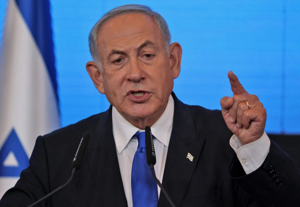 Likud-puoluetta johtava Benjamin Netanjahu on jo hehkuttanut kannattajilleen puolueen olevan lähellä suurta voittoa. LEHTIKUVA/AFP