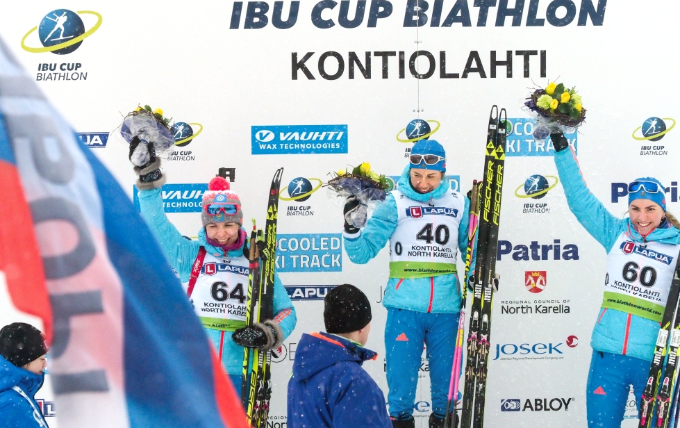 Daria Virolainen (40) voitti IBU-cupin pikakisan Kontiolahdella vuonna 2017.