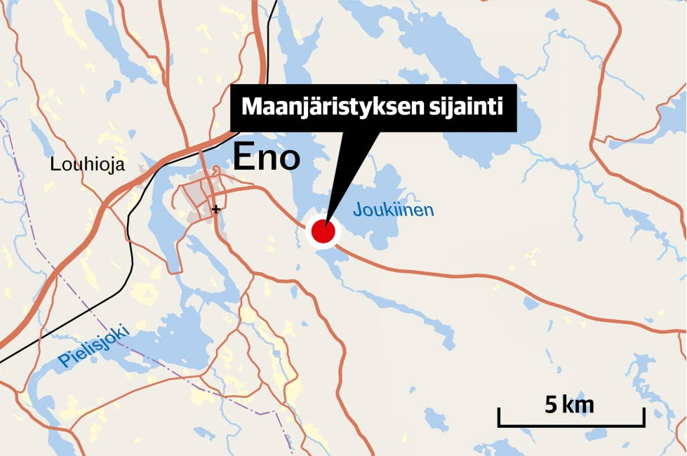 Maanjäristyspaikka oli Harpatin alueella noin viiden kilometrin päässä Enon kirkonkylältä.