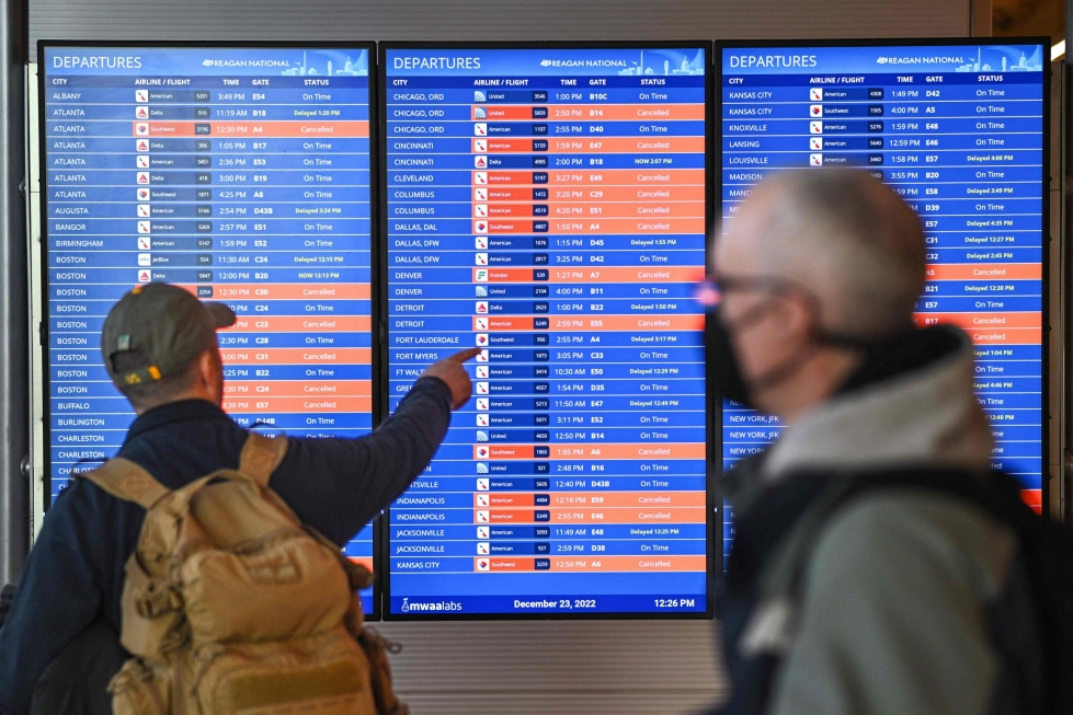Tuhansia lentoja on peruttu Yhdysvalloissa sääolosuhteiden vuoksi. LEHTIKUVA / AFP