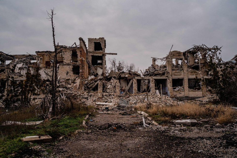 Hersonin alue on kärsinyt sodassa mittavia tuhoja. LEHTIKUVA/AFP
