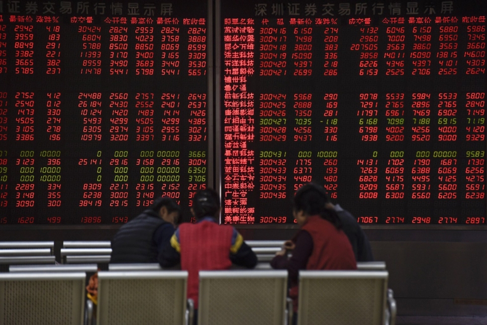 Shanghain pörssi nousi liki prosentin, ja suunta oli ylös myös muualla Aasiassa. Arkistokuva. LEHTIKUVA/AFP