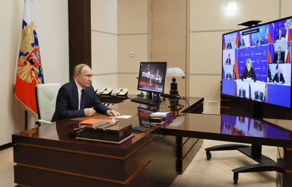 Venäjän presidentti Vladimir Putin kuvattuna 20. tammikuuta. Kuva on Venäjän valtiollisen uutistoimiston Sputnikin välittämä. Lehtikuvalla ei ole ollut mahdollisuutta todentaa kuvaustilanteen aitoutta tai riippumattomuutta.