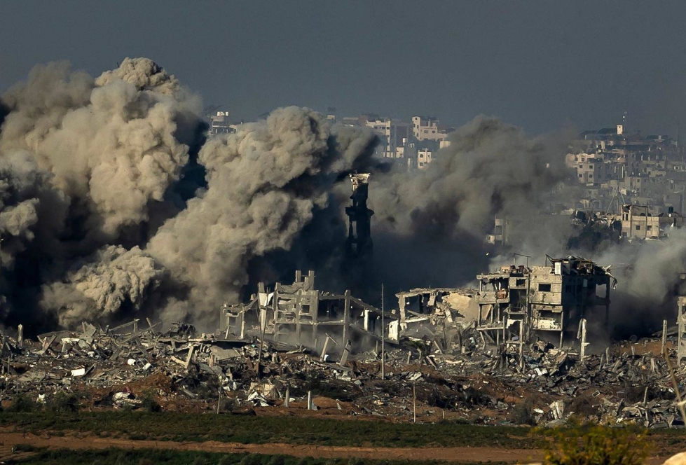 Israelin pommitusten jälkiä Gazan pohjoisosissa keskiviikkona.