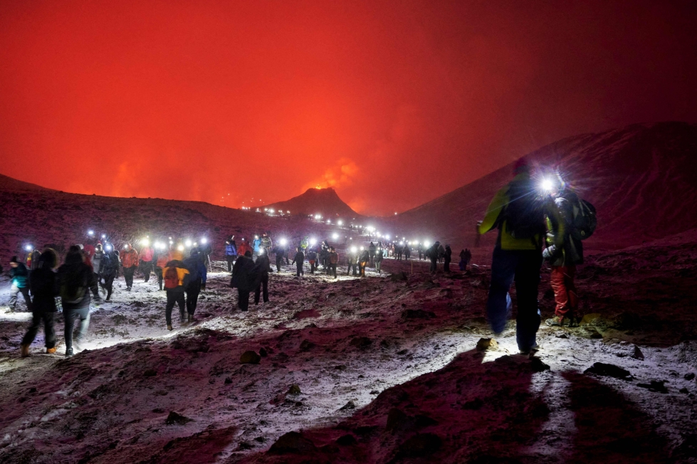 Fagradalsfjall-tulivuori on purkautunut aiemmin myös esimerkiksi vuonna 2021. Kuva on tuon vuoden maaliskuulta. 