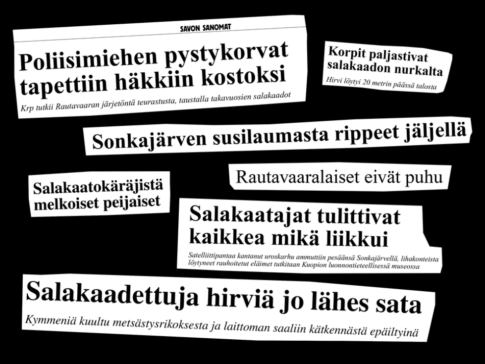 Savon Sanomien otsikoita vuosilta 2000–2004. 