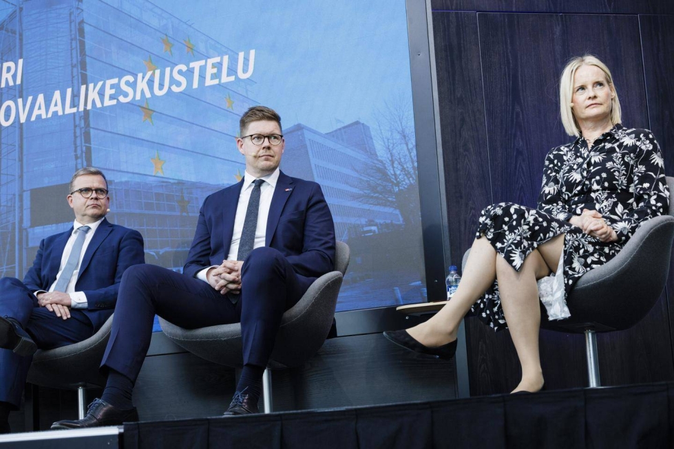 Kokoomuksen puheenjohtaja Petteri Orpo, SDP:n puheenjohtaja Antti Lindtman ja perussuomalaisten puheenjohtaja Riikka Purra osallistuivat Ilta-Sanomien vaalitenttiin tiistaina 28. toukokuuta.