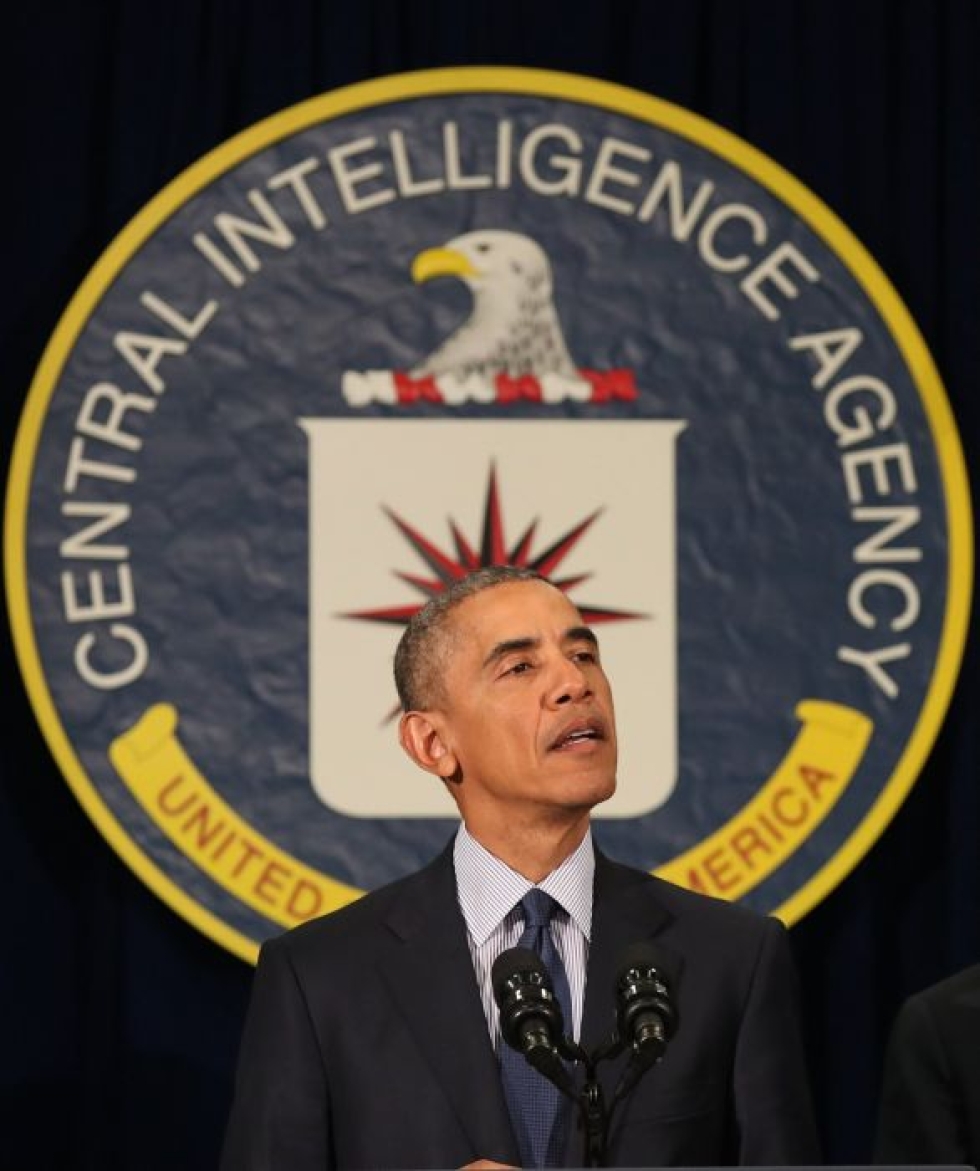 Yhdysvaltain presidentti Barack Obama vakuutteli vierailullaan CIA:n päämajaan taistelun Isis-järjestöä vastaan edistyneen hyvin. LEHTIKUVA/AFP