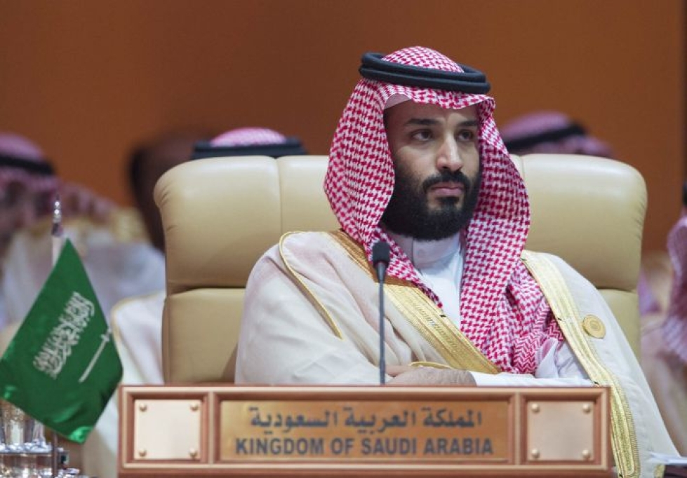 Saudi-Arabian kruununprinssi Mohammed bin Salman yhtyi Yhdysvaltojen ja Britannian syytöksiin, joiden mukaan Iran on tankkeri-iskujen takana. LEHTIKUVA/AFP