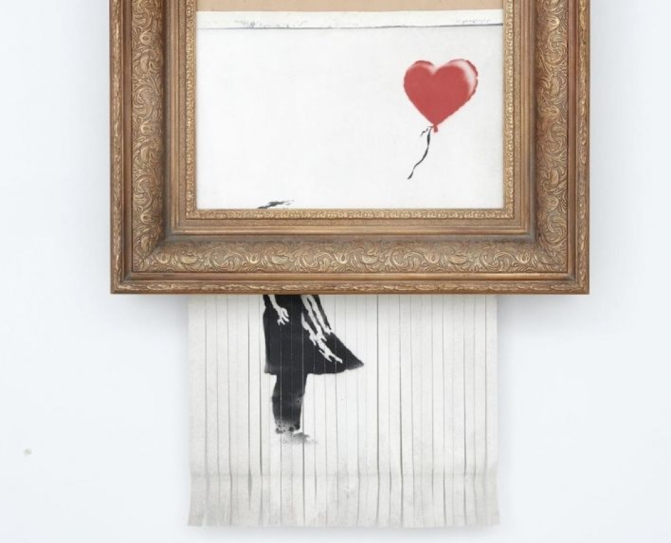 Banksyn teos tuhosi itsensä heti kun se oli myyty.
