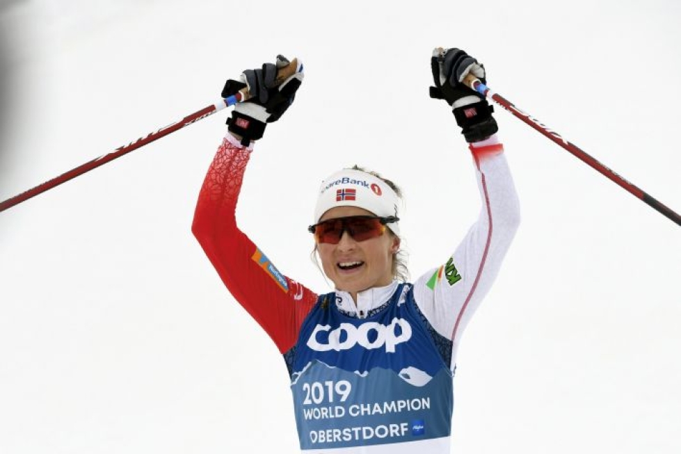 Norjalainen Therese Johaug on voittanut 11 henkilökohtaista maailmanmestaruutta. LEHTIKUVA / Emmi Korhonen