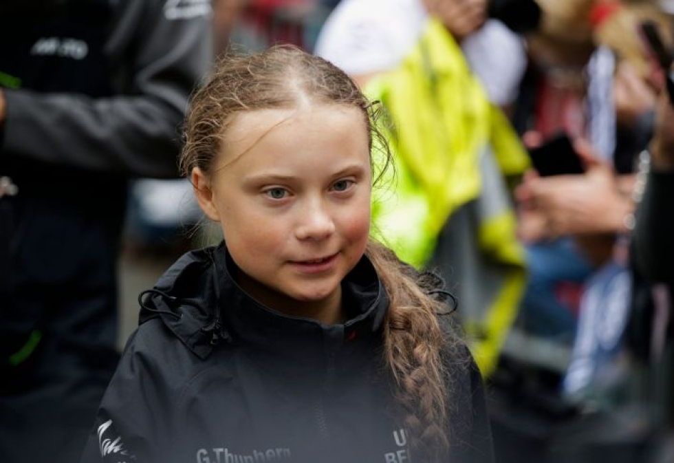 Lentämistä karsastavan 16-vuotiaan Greta Thunbergin matka valtameren yli alkoi noin kaksi viikkoa sitten Englannin Plymouthista. Thunberg matkasi YK:n ilmastohuippukokoukseen, joka järjestetään New Yorkissa syyskuussa. LEHTIKUVA / AFP