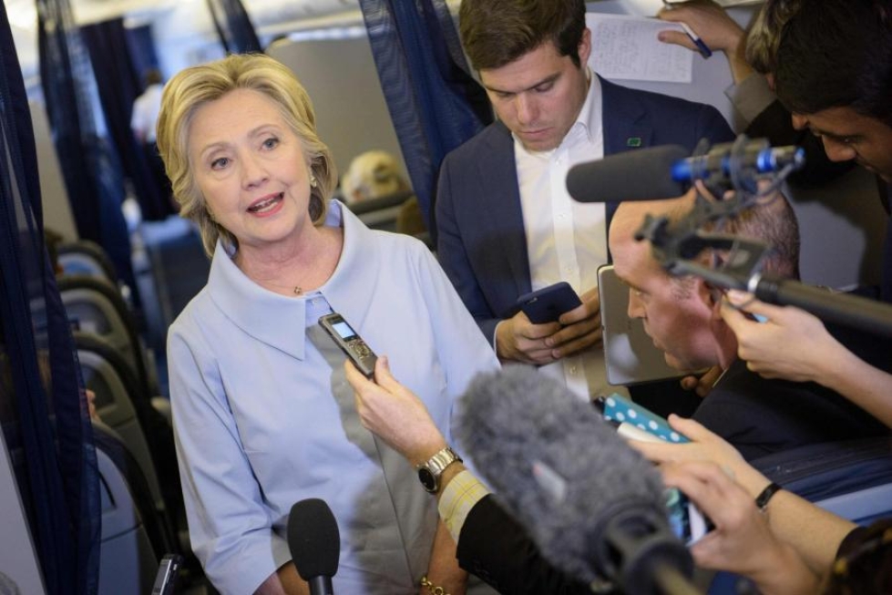Hillary Clinton otti ensi kertaa kantaa Venäjän väitettyihin kyberhyökkäyksiin Yhdysvaltain presidentinvaalikampanjaan.  LEHTIKUVA/AFP