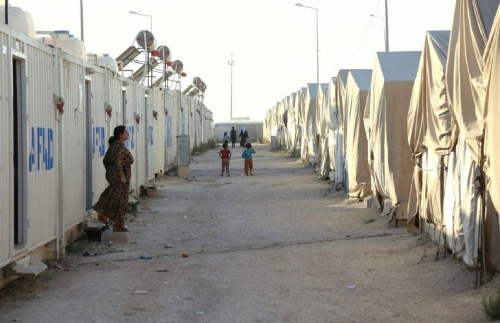 Kiintiöpakolaiset valitaan suoraan pakolaisleireiltä tai lähtömaista. Kuva Shariyan pakolaisleiriltä Irakin Kurdistanista on viime vuoden elokuulta. LEHTIKUVA / Mesut Turan