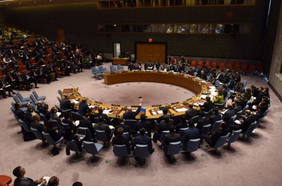 Turvallisuusneuvostoon valitaan yhteensä kymmenen vaihtuvaa jäsentä. LEHTIKUVA / AFP PHOTO / TIMOTHY A. CLARY