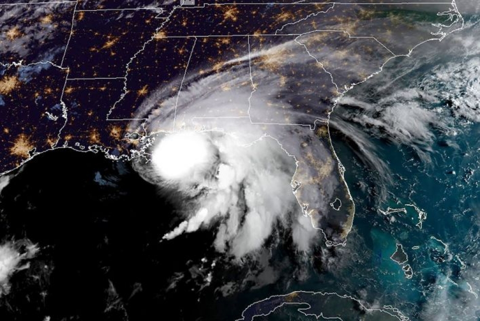 Satelliittikuva näyttää, kuinka hurrikaani Sally etenee kohti Yhdysvaltain rannikkoa. LEHTIKUVA/AFP
