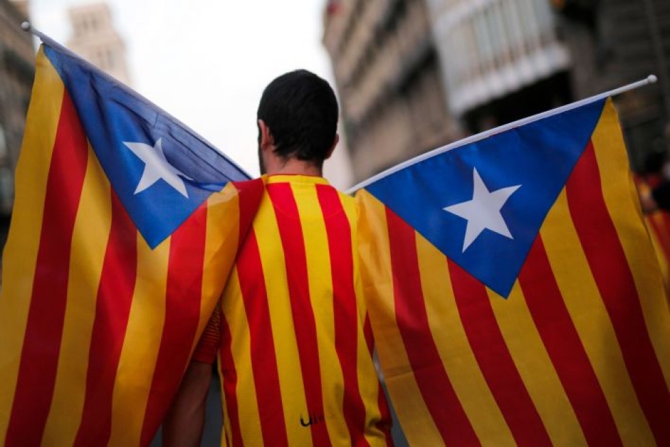 Tänään vietetään Katalonian kansallispäivää, jolloin itsehallintoalueen kaupungeissa on viime vuosina nähty suuria protesteja. LEHTIKUVA/AFP