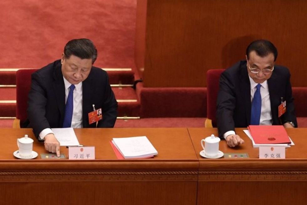 Kiinan parlamentti hyväksyi torstaina esityksen Hongkongin uudeksi turvallisuuslaiksi, mikä Yhdysvaltojen mielestä tuhoaa Hongkongin aseman itsehallintoalueena. LEHTIKUVA/AFP