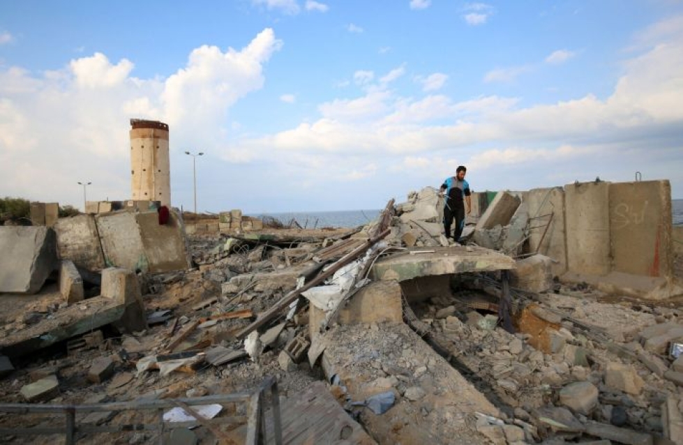 Israelin sotilaskoneet iskivät aiemmin viikolla pariinkymmeneen kohteeseen Gazan kaistaleella vastauksena palestiinalaisalueelta tulleeseen rakettituleen. LEHTIKUVA/AFP