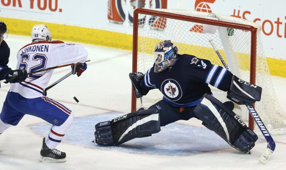 Montrealin Artturi Lehkonen iski kaksi maalia ottelussa Winnipegiä vastaan. LEHTIKUVA/AFP