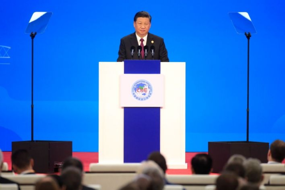 Xi Jinpingin mukaan Kiina kiristää myös rangaistuksia immateriaalioikeuksien loukkauksista. LEHTIKUVA/AFP