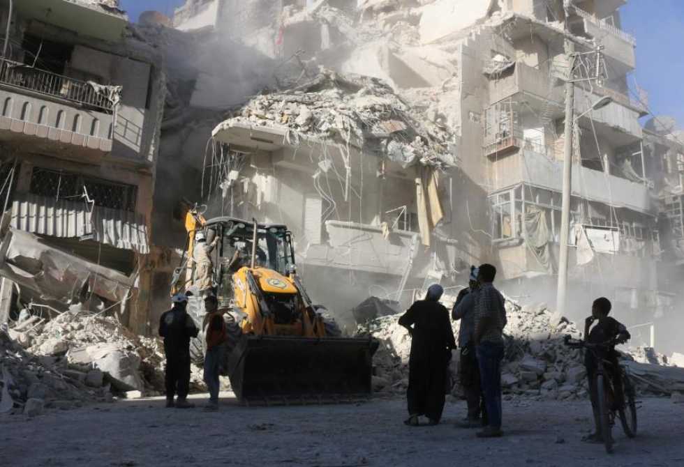 Viime päivien ilmaiskuissa Aleppoon on kuollut yli sata siviiliä. LEHTIKUVA / AFP