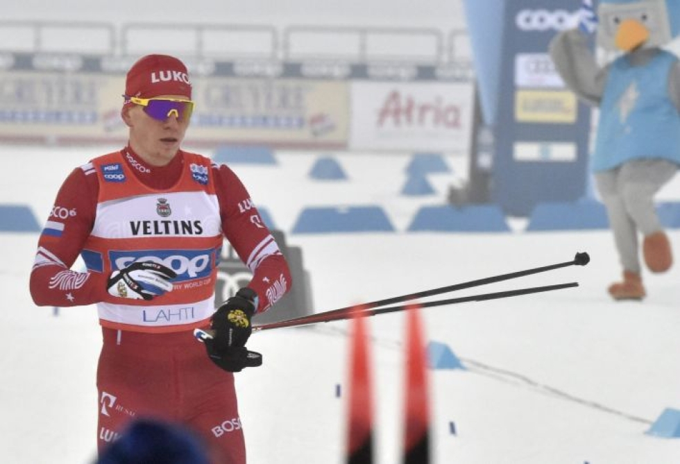 Suomi sijoittui Lahden viestissä toiseksi ja Venäjä hylättiin Bolshunovin epäurheilijamaisen käytöksen takia. Lehtikuva / Jussi Nukari