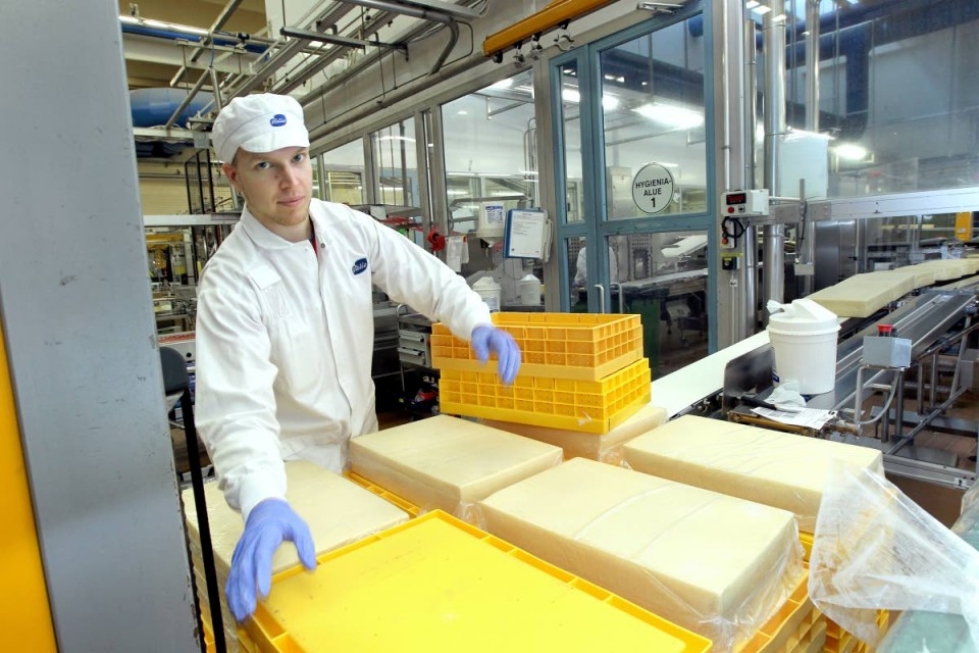 Niko Wager teki Valion Joensuun tehtaalla juustoja vuonna 2013.