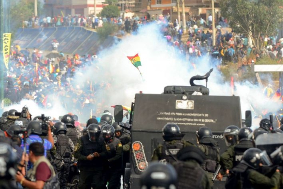 Boliviassa on jälleen puhjennut rajuja yhteenottoja. Lehtikuva/AFP
