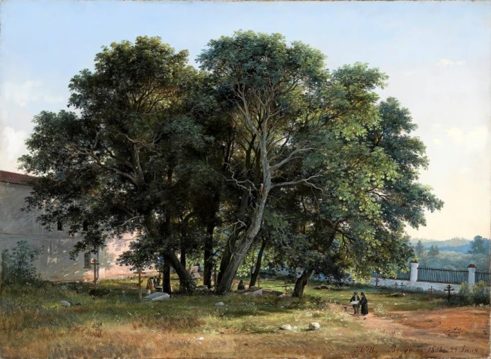 Ivan Siskinin teos Kirkkotarhassa kuvaa kesäpäivää heinäkuusa 1858.