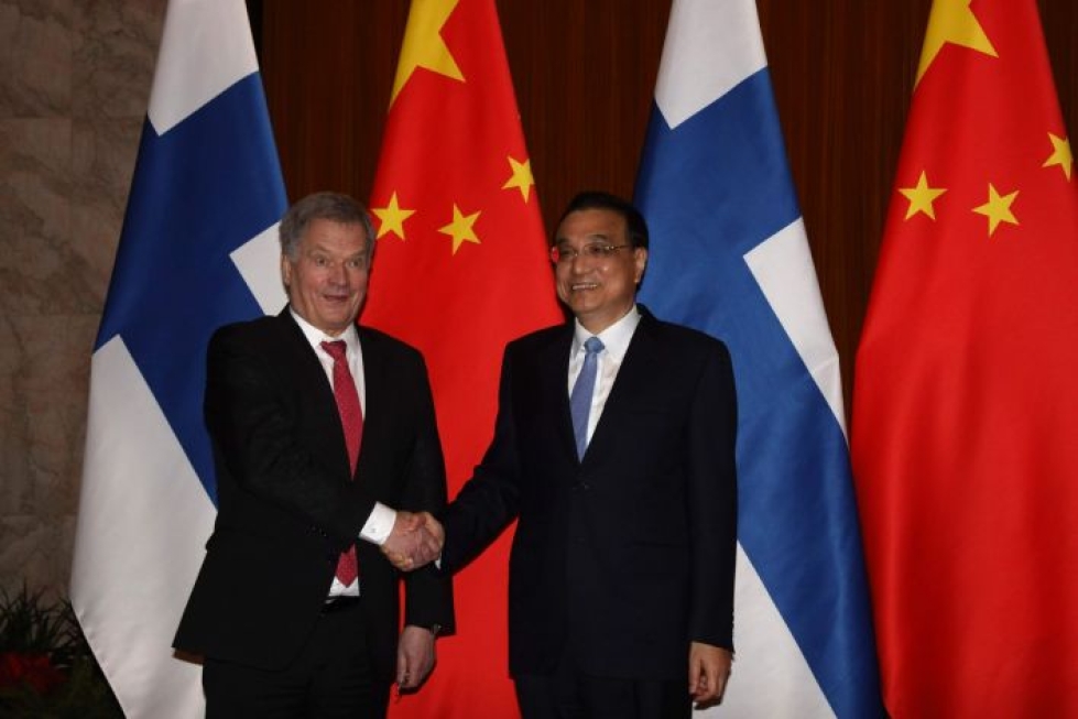 Presidentti Niinistö tapasi Kiinan pääministerin Li Keqiangin Pekingissä. Lehtikuva/AFP