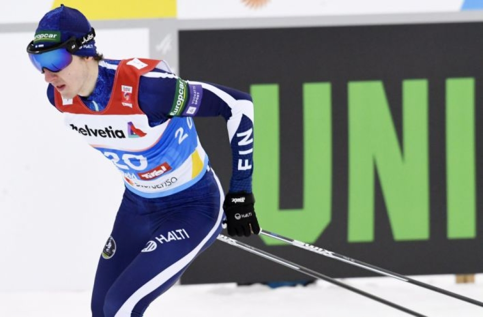 Ilkka Herola oli yhdestoista MM-hiihtojen yhdistetyt avanneessa suurmäen kilpailussa. LEHTIKUVA / HEIKKI SAUKKOMAA