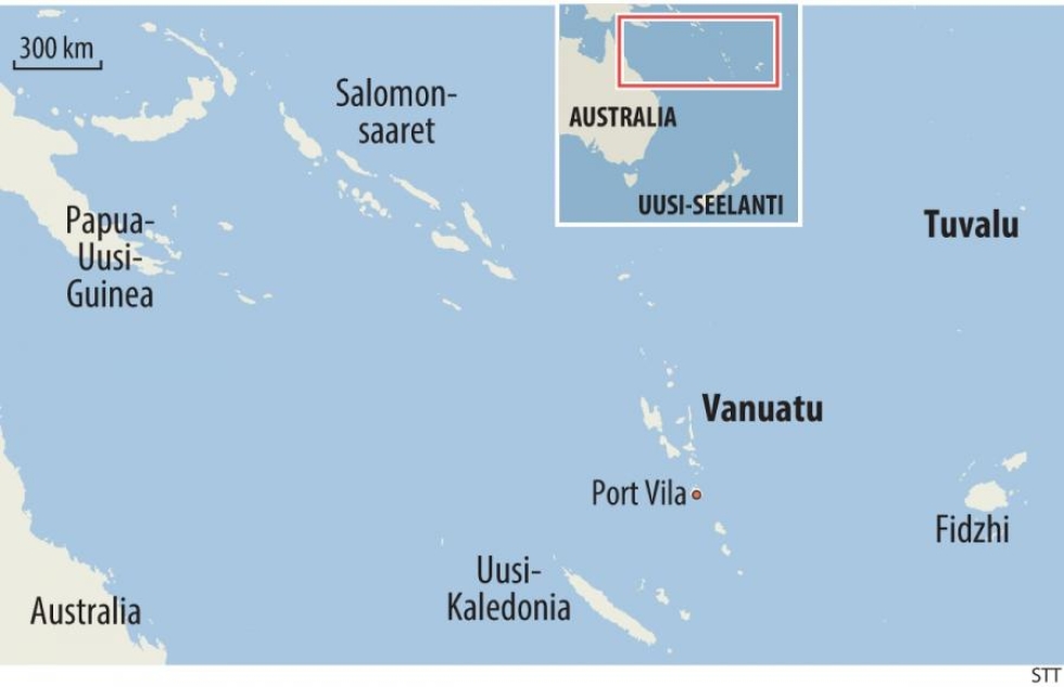 Järistys iski runsaan 200 kilometrin päässä Vanuatun pääkaupungista Port Vilasta. LEHTIKUVA