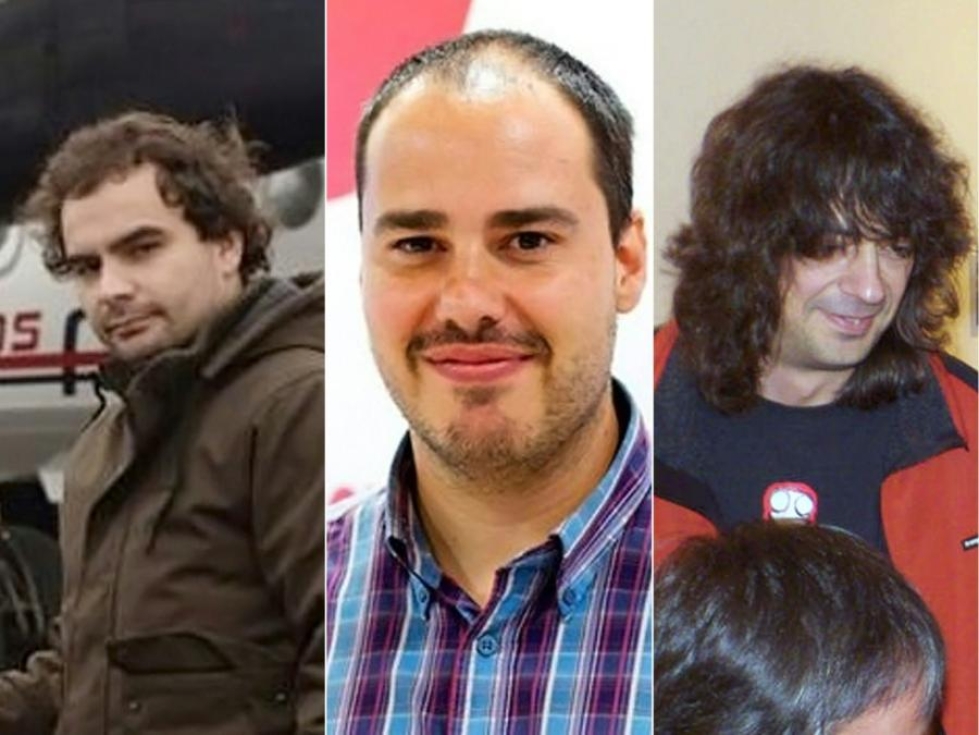 Freelance-journalistit Angel Sastre (vas.), Antonio Pampliega ja Jose Manuel Lopez siepattiin Syyriassa 10 kuukautta sitten. LEHTIKUVA/AFP
