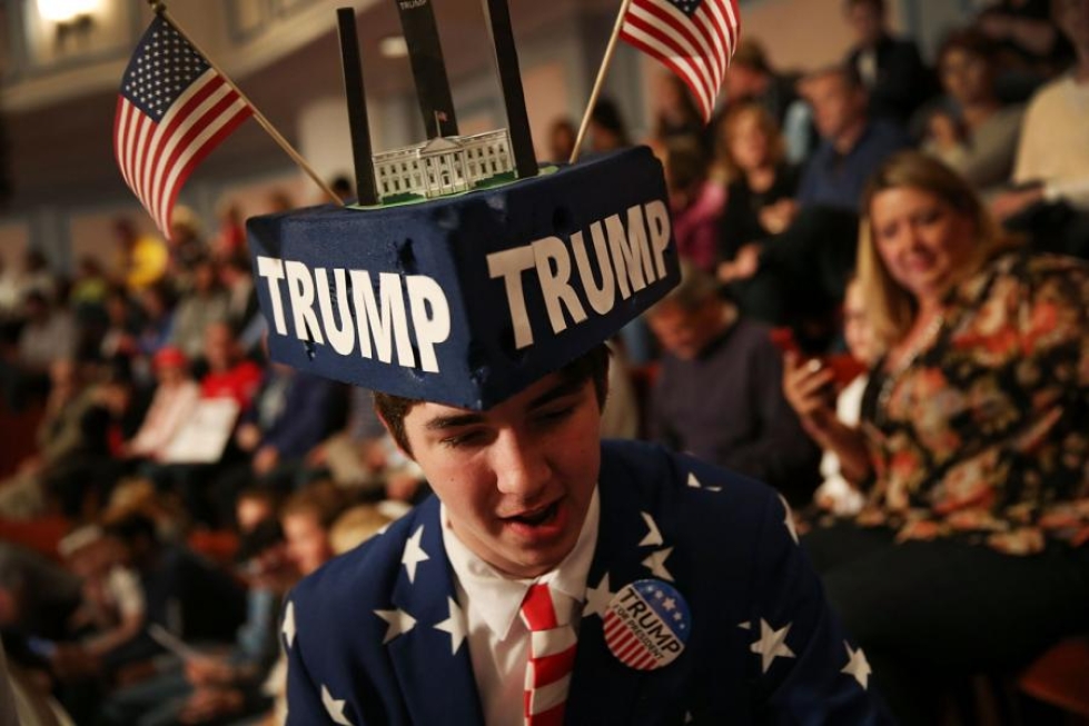 Donald Trumpin kannattajat ottivat ehdokkaansa innostuneesti vastaan Indianassa pidetyssä kampanjatilaisuudessa. Osavaltiossa järjestetään tänään esivaalit. LEHTIKUVA/AFP