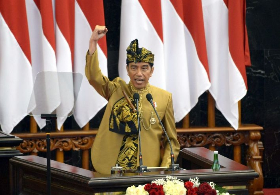 Uuden pääkaupungin ehdotettu sijainti on lähellä Balikpapanin ja Samarindan kaupunkeja Itä-Kalimantanin provinssissa, kertoi Indonesian presidentti Joko Widodo puheessa. LEHTIKUVA / AFP / ANDRI NURDRIANSYAH