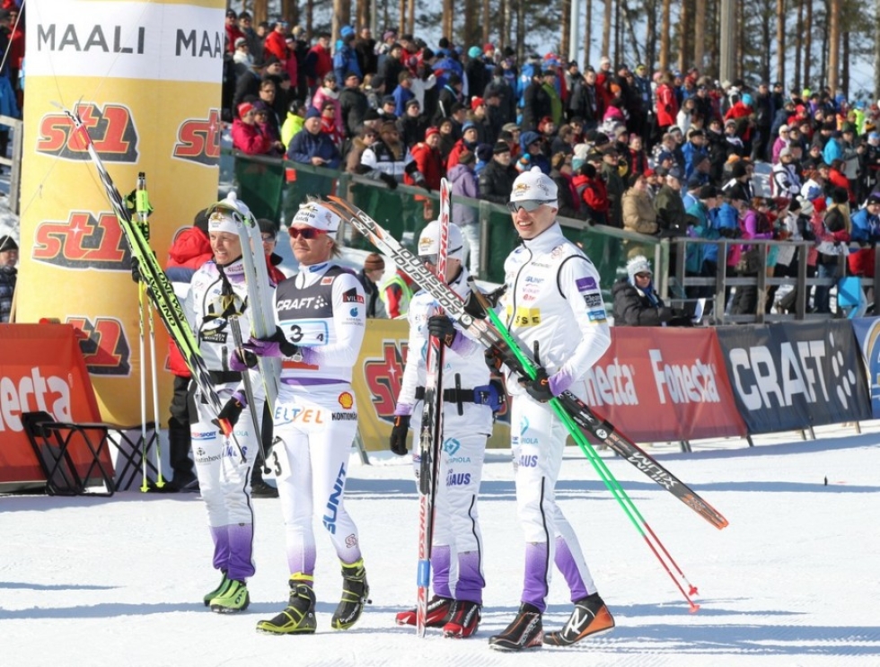 Vuokatti skiteamin riemua Kontiolahden SM-hiihdoissa. 
