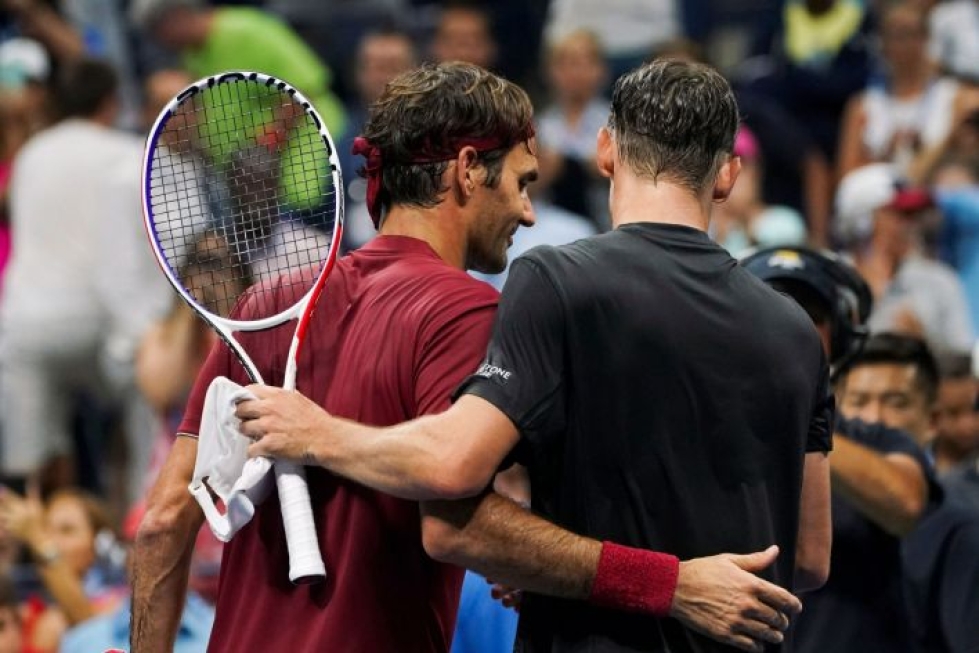 John Millman (oik.) pudotti Roger Federerin jatkosta. LEHTIKUVA/AFP