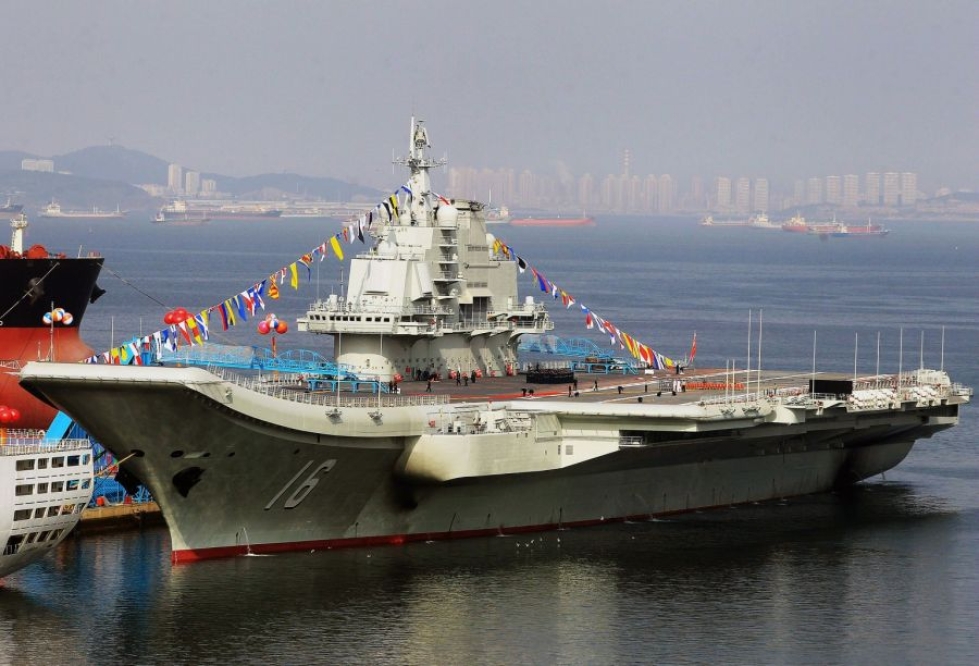 Tutkijan mukaan on selvää, että Kiinan tavoitteena on maan sotilaallisen voiman kasvattaminen erityisesti merillä. LEHTIKUVA/AFP