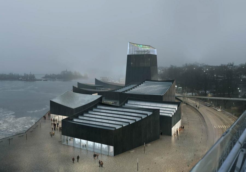 Helsinkiin kaavaillun Guggenheim-museon tulevaisuutta käsitellään tänään Helsingin kaupunginhallituksessa. LEHTIKUVA/Moreau Kusunoki Architectes