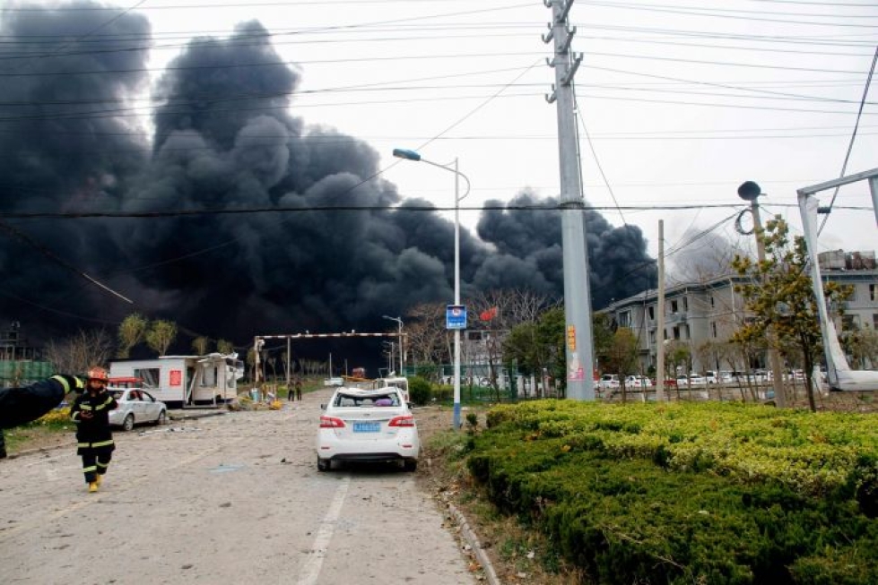 Räjähdys tapahtui Jiangsun maakunnassa Yanchengin kaupungissa maan itäosissa. LEHTIKUVA / AFP