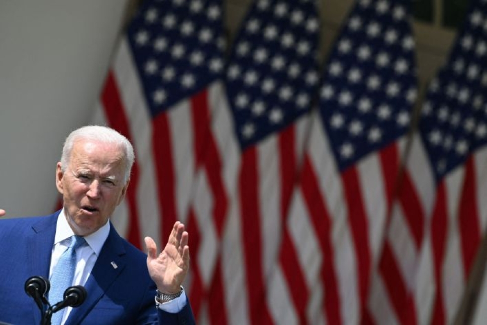 Presidentti Joe Biden ilmoitti toimista, joiden tarkoituksena on vähentää aseväkivaltaa maassa. LEHTIKUVA/AFP