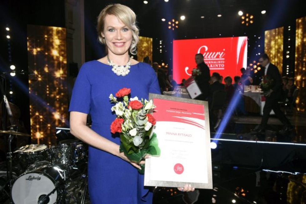 Minna Rytisalo sai teoksestaan myös Vuoden kirja -palkinnon Bonnierin Suuri Journalistipalkinto -kilpailussa aiemmin tässä kuussa. LEHTIKUVA / HEIKKI SAUKKOMAA